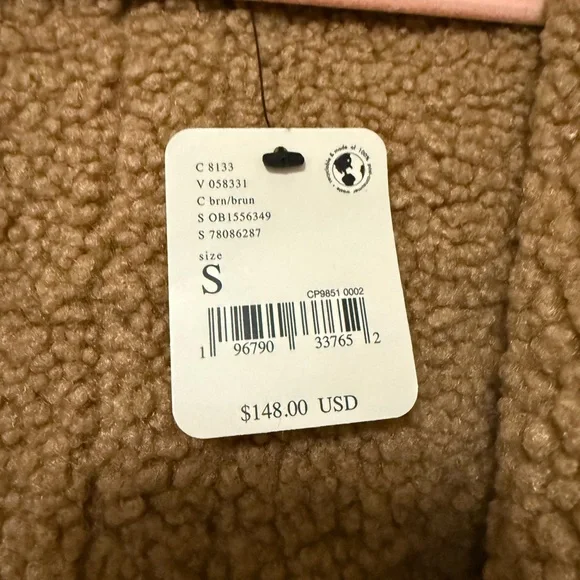 NWT- Free People Suede Sherpa Hooded Vest - Picture 5 of 9